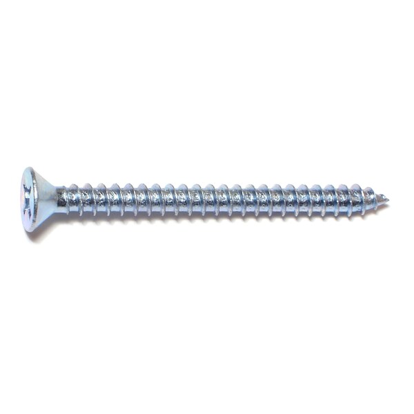 Midwest Fastener Sheet Metal Screw, #12 x 2-1/2 in, Zinc Plated Steel Flat Head Phillips Drive, 24 PK 932082 - main